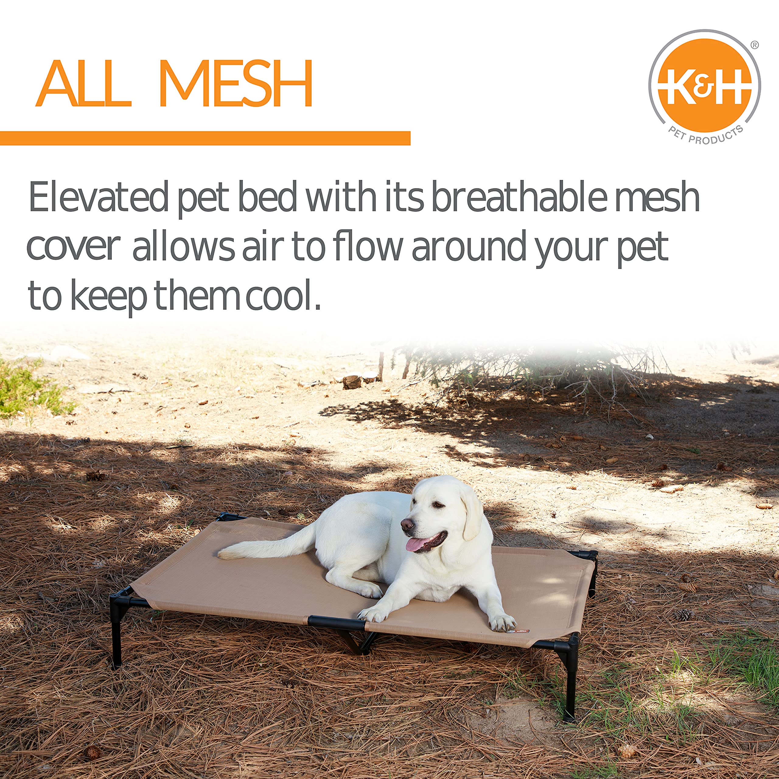 K&H Pet Products Elevated Outdoor Dog Cot Bed, Raised Cooling Bed with Washable Breathable Mesh