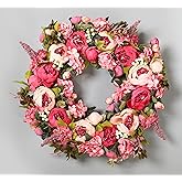 TIARTF Peony Wreaths for Front Door | 23 inch Spring Front Door Wreath Summer Fall Wreaths for Outside Door or Window Decor