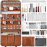 SAKERNEO Leather Working Tools kit Leather Tooling Kit Leather Craft Tools | Max Version with Custom Handbag Cutting Mats Engraving Punching Sewing Stamping Sanding Tools for Handicraft Work,Repair