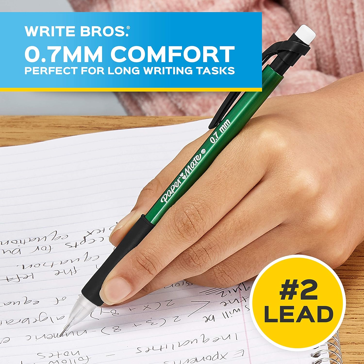 Paper Mate Mechanical Pencils, Write Bros. Comfort #2 Pencil with Comfort Grip, Great for Long Writing Tasks, 0.7mm, 12 Count : Office Products