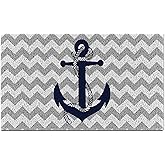 Qvapt Navy Blue Nautical Anchor Waterproof Door Mat 17×30 Inch,Coastal Non-Slip Door Mat for Outdoor Entrance,Durable Doormat for Home Front Door Porch Outdoor Indoor Decorations,Housewarming Gifts
