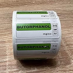 Generic Butorphanol Veterinary Drug Syringe Labels