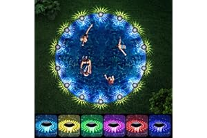 VICHTOP Solar Pool Lights for Above Ground Pools Waterproof Lights for Frame Pool at Night Pool Accessories, Warm Light and RGB Color-Changing Brightness Solar Lights for Frame Swimming Pools 4PCS Black