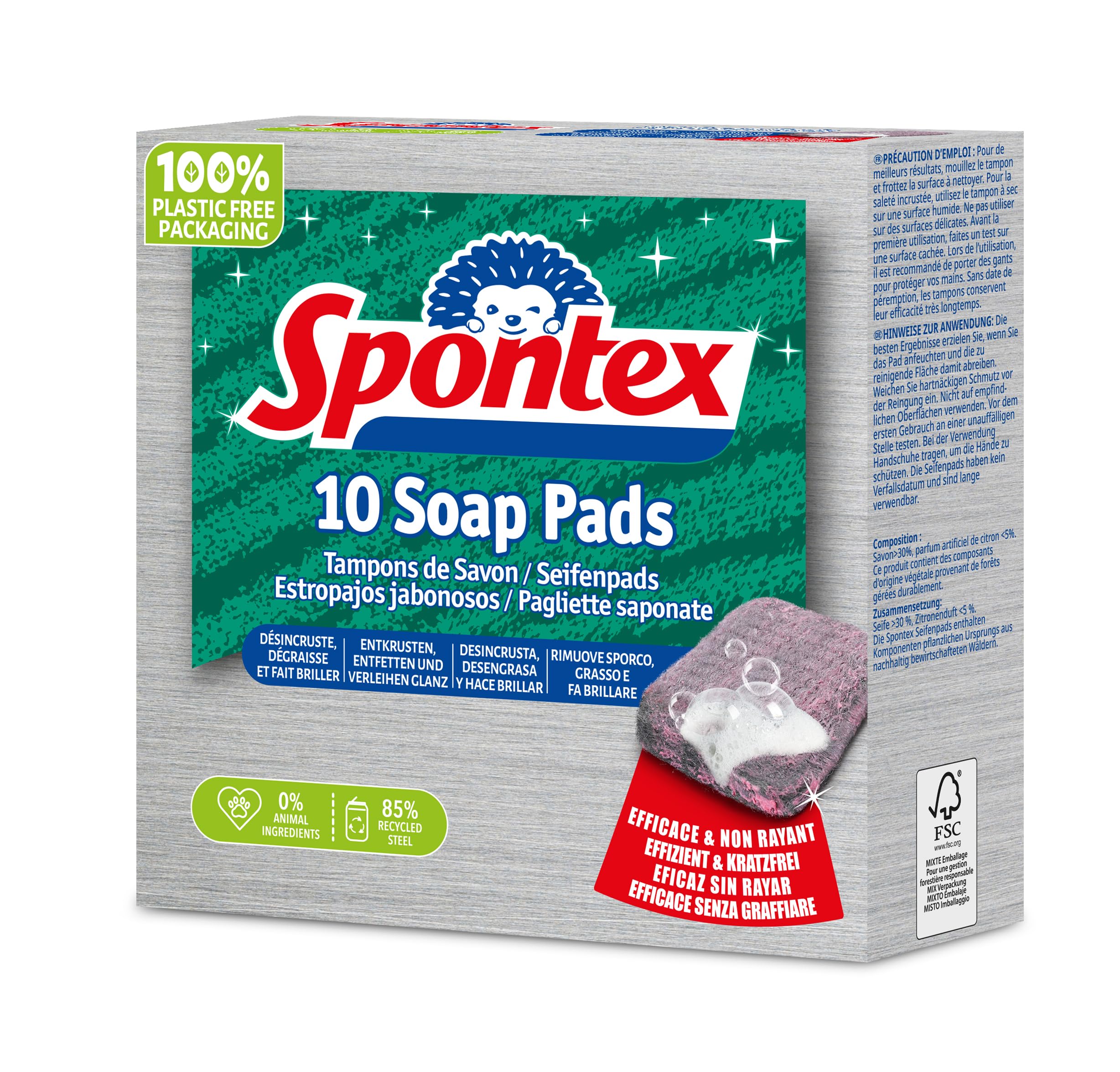 Spontex 10 Soap-Filled Scourer Pads | Tough on Grease & Grim
