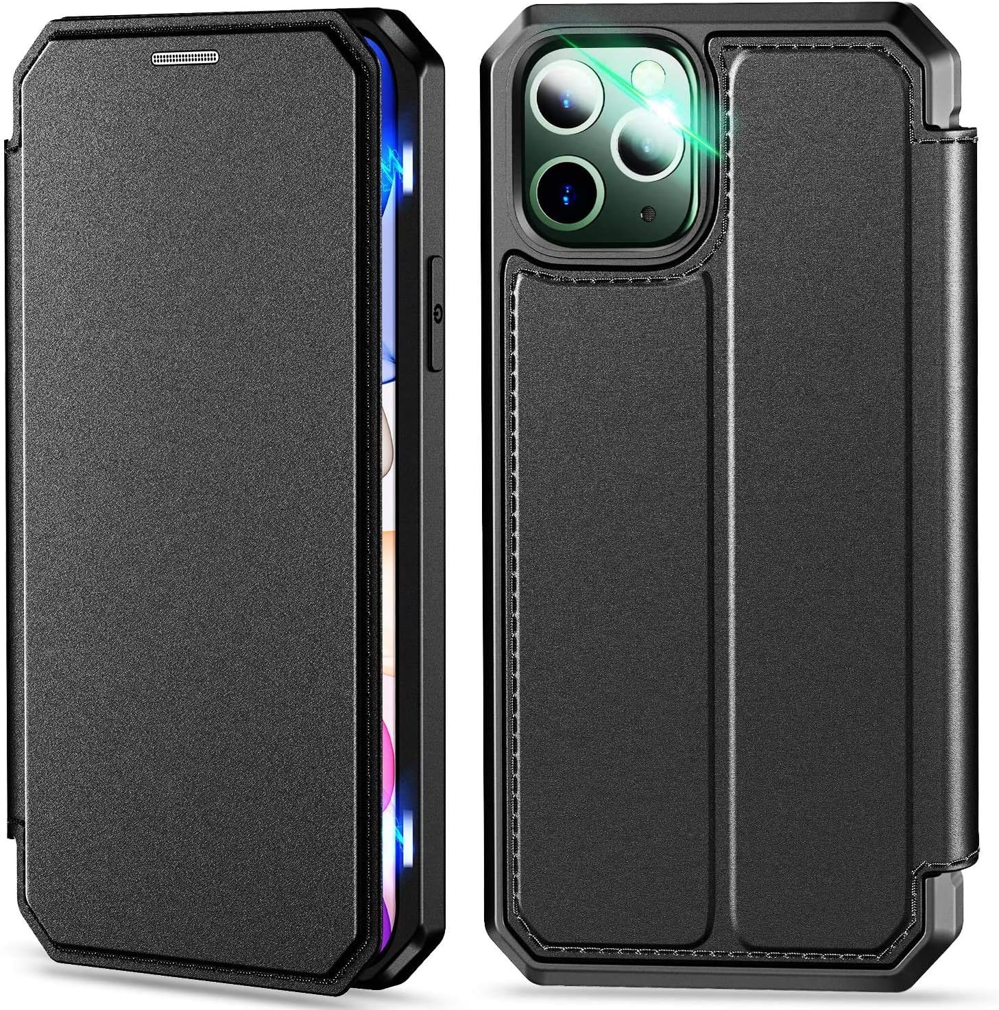 クーポンサイトtokudeal Iphone 11 Pro ケース 手帳型 アイフォン11 Pro ケース カバー スタンド マグネット機能 カード収納 ワイヤレス充電対応 放熱性抜群 衝撃吸収 全面保護カバー ブラック