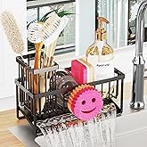 Taugast Sponge Holder for Kitchen Sink,Smiley Face Sink Caddy with Removable Brush Holder,Self-Draining Sponge Caddy for Sponge,Soap,Dish Brush,Scrubber,Kitchen Essentials and Gadgets
