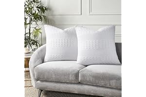 VHC Brands Waffle Weave White Euro Sham Set of 2 26x26, Decorative Throw Pillow Covers/Shams, Boho Farmhouse Bedroom Decor