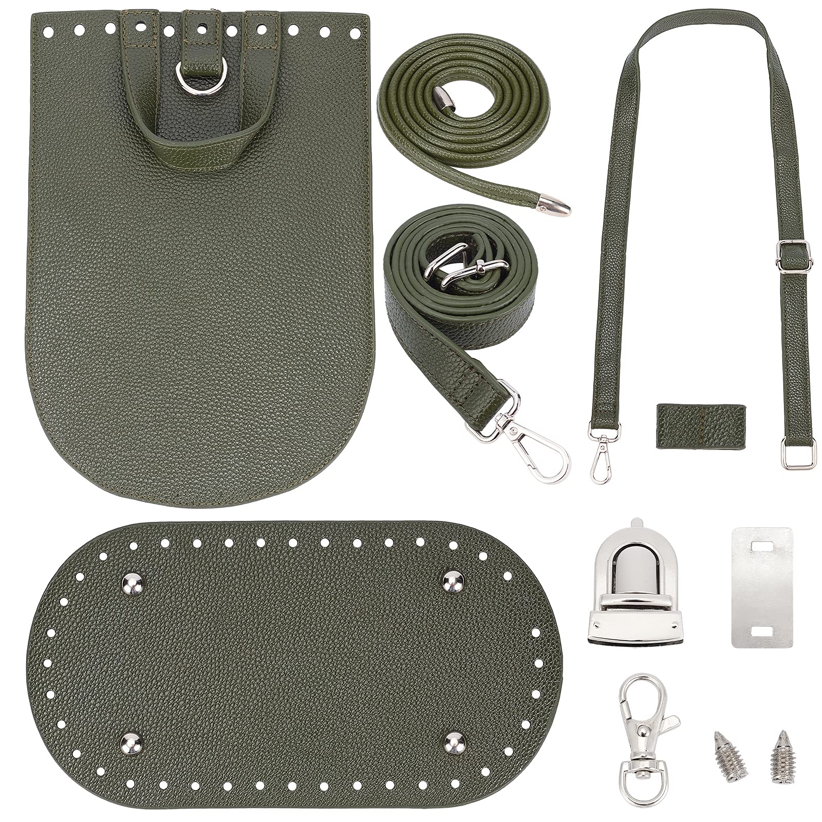 PandaHall PU Leather Bag Making Kits Crochet Pad Shaper Bottom Handbag Strap and Loop for Knitting Crochet Bags Shoulder Bag, Green
