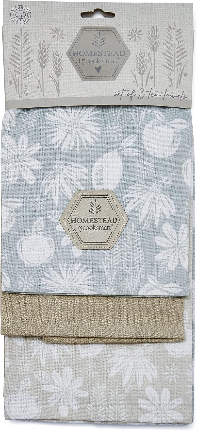 Cooksmart 3 Pack Tea Towels British Designed Luxury Modern Kitchen Absorbent