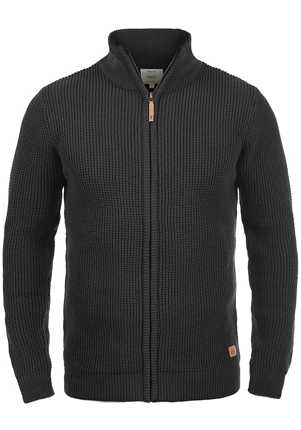 Redefined Rebel Mongo Herren Strickjacke Cardigan Grobstrick Pullover mit Stehkragen