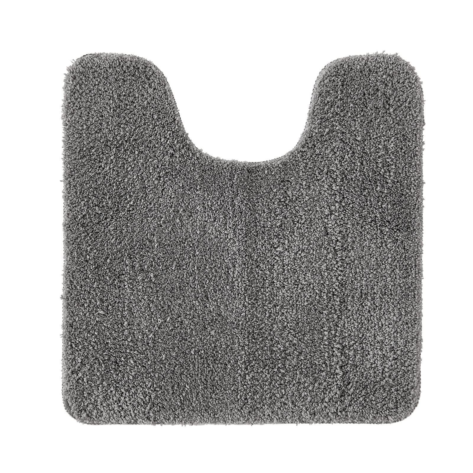 MIULEE Absorbent WC Toilet Rug Non Slip U Shape Bath Mat with High Hydroscopicity Rugs Super Soft Cozy and Shaggy Microfiber Rug Carpet for Bathroom Grey 50 x 50 cm