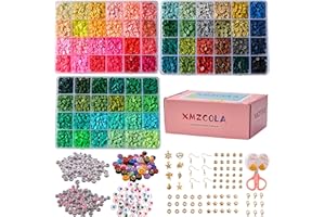 XMZCOLA Clay Beads Charms Bracelet Making Kit, 72 Colors 9600pcs 6mm Flat HEISHI Beads kit, Polymer Letter Beads for Jewelry Making, Crafts Gifts Set for Girls Ages 8-12
