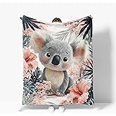 Koala Blanket Warm Plush Flannel Koalas Throw Blanket Super Soft Fleece Cozy Fuzzy Koala Stuffed Blanket Gifts for Kids Teens Adults Room Decor 40"X50"