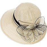 Women Kentucky Organza Derby Hat - Bridal Wedding Church Tea Party Wide Brim Summer Sun Cap