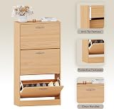 Vida Designs Pine Shoe Cabinet 3-Drawers Space-Saving Hallway Storage view 5