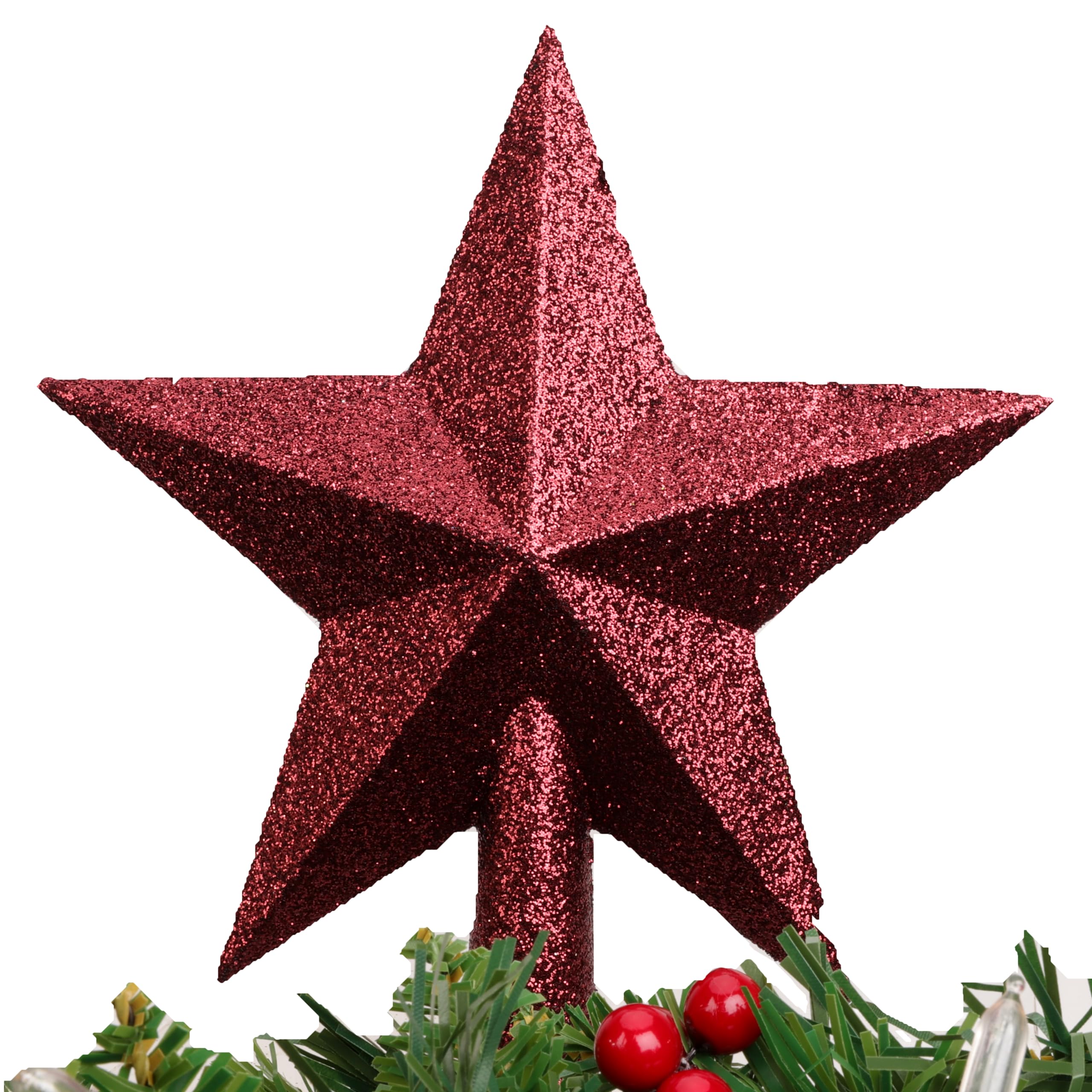 Christmas Concepts® 200mm (8") Glitter Tree Top Star Decoration – Christmas Tree Topper (Rioja Red) — image 1