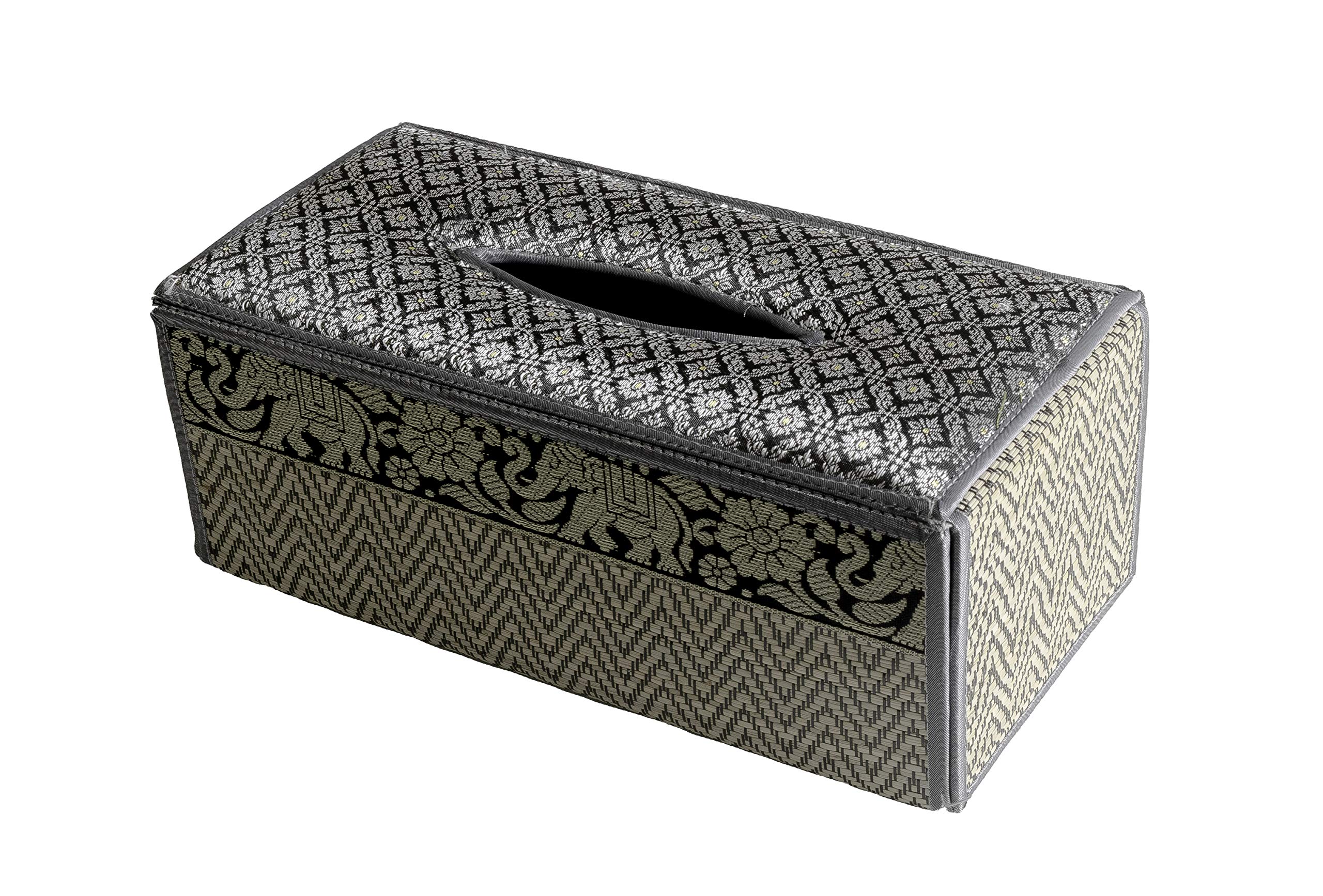 CCcollections Tissue Box Covers Rectangle | Decorative Reed Tissue Box Holder | Eco-Friendly Materials Tissue Storage Cover for Living Room, Desk Decoration