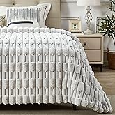 JONIYEAR Oversized Soft Fluffy Striped Faux Rabbit Fur Blanket Twin Size 60" x 70", Decorative 3D Geometric Large Warm Fuzzy Fur Blankets for Winter, Reversible Shaggy Cozy Furry Blanket for Bed, Grey