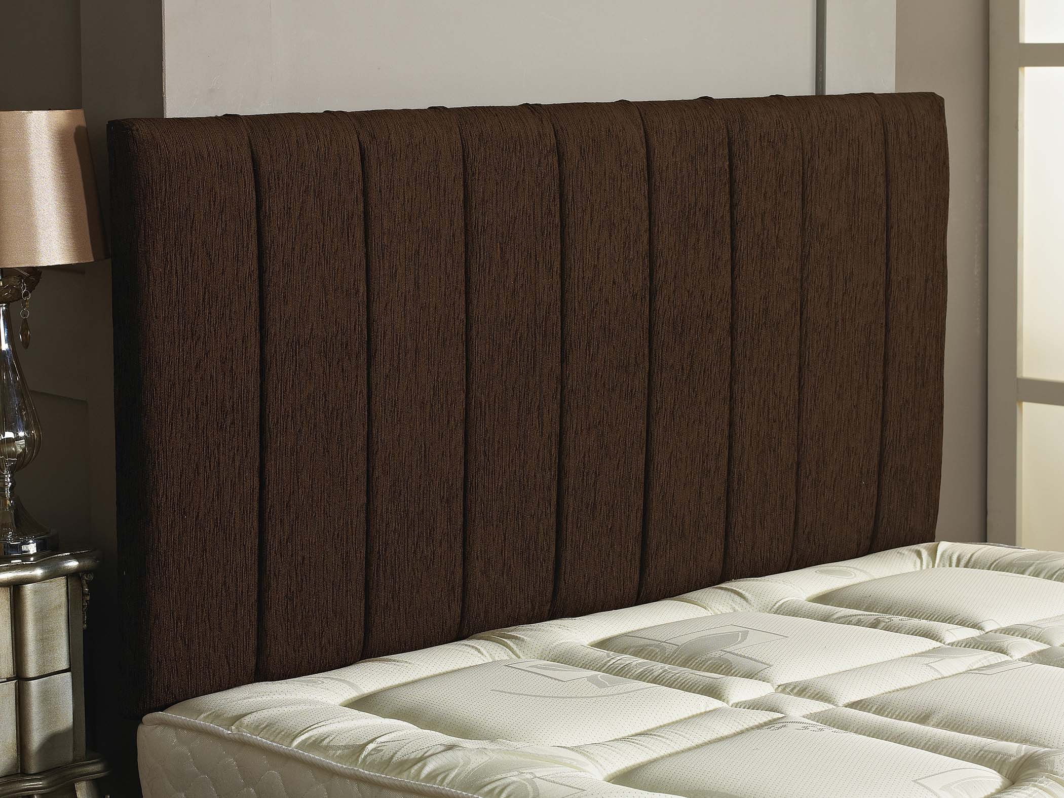 CROWNBEDSUK APOLLO CHENILLE HEADBOARD 2ft6,3ft,4ft,4ft6,5ft,6ft Brown, 2ft6 (Small Single)