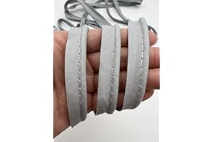 PEPPERLONELY 5 Yards 12mm (1/2 Inch) Cotton Bias Piping Type, Bias Type with Cord, Piping Trim with Cord, Lip Cord Trim for Sewing Clothing Upholstery Trimming - Silver Gray