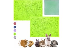 VOZRELS Guinea Pig Cage Liner Bedding 2 PCS, Washable Guinea Pig Bed Mat, Extra Absorbent Rabbit Pee Pad Reusable, Non-Slip Fleece Blanket for Bunny and Small Animal Cage Accessories (Green, 24"x16")