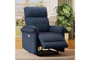 Susalt Power Recliner Chair with Adjustable Backrest Footrest, Ultra-Comfy Velvet Reclining Chair with Overstuffed Arms & Lumbar Support USB Port for Living Room Bedroom, Tool-Less (Navy)