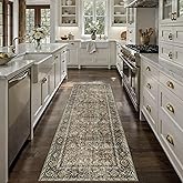 PureCozy Brown Runner Rug 2x6 Vintage Area Carpet Hallway Long Indoor Kitchen Washable Living Room Low Pile Traditional Distressed Retro Accent Throw Rug Non Slip Laundry Bathroom Office Dining Room