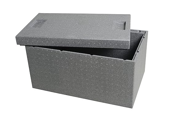 CLIMAPOR Thermobox groß aus Styropor, grau – Volumen: 54,5 x 35 x 30 cm (35 Liter) - Wandstärke: 2 cm