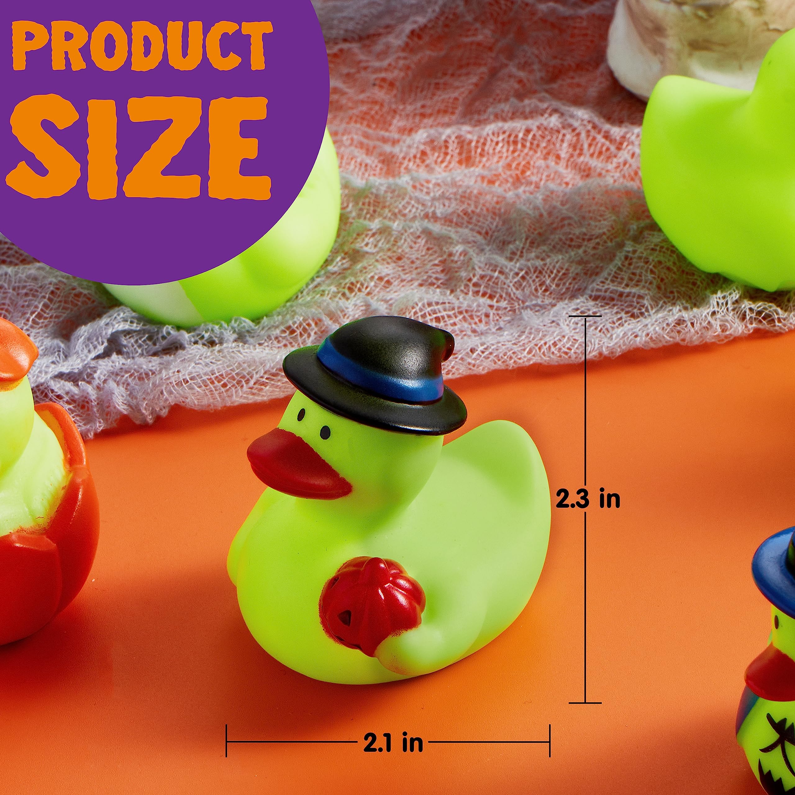 JOYIN 12 PCS Halloween Glow Ducks Bath Toys, Rubber Ducks for School Classroom Prizes, Glow in The Dark Duckies for Trick or Treating Goodie Bag Fillers, Halloween Party Favors Decorations