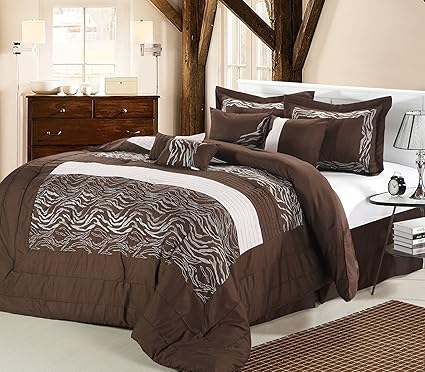 Amazon Com Chic Home Zebra 8 Piece Comforter Set King Brown And