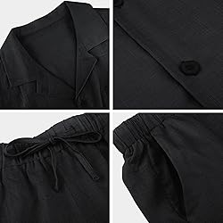 Fenxxxl Men's Linen Shirts and Shorts Short Sleeve