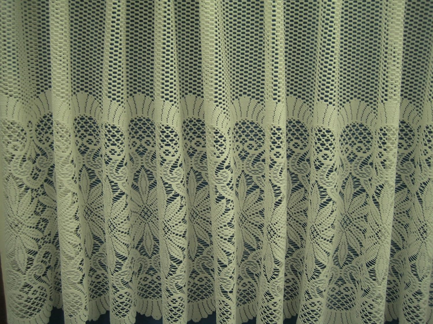 Thick heavy ivory champagne cream net curtain plain floral cream net