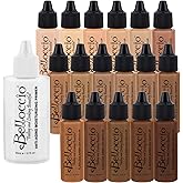 Belloccio Master Set of All 17 Foundation Shades of Belloccio's Professional Cosmetic Airbrush Makeup, 1/2 oz. Bottles Plus a 2 oz. Moisturizing Primer
