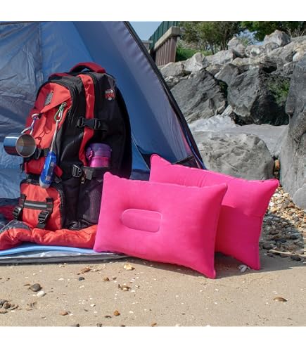 4 Oreillers Gonflables Camping - PVC Doux - Ultra Léger Portable - Pour Randonnée Voyage Bureau