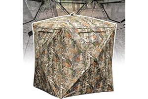 Lenotos Hunting Blind, 2-3 Person Pop Up Blinds 360 Degree See Through, Portable Durable Hunting Ground Blinds for Deer & Tur
