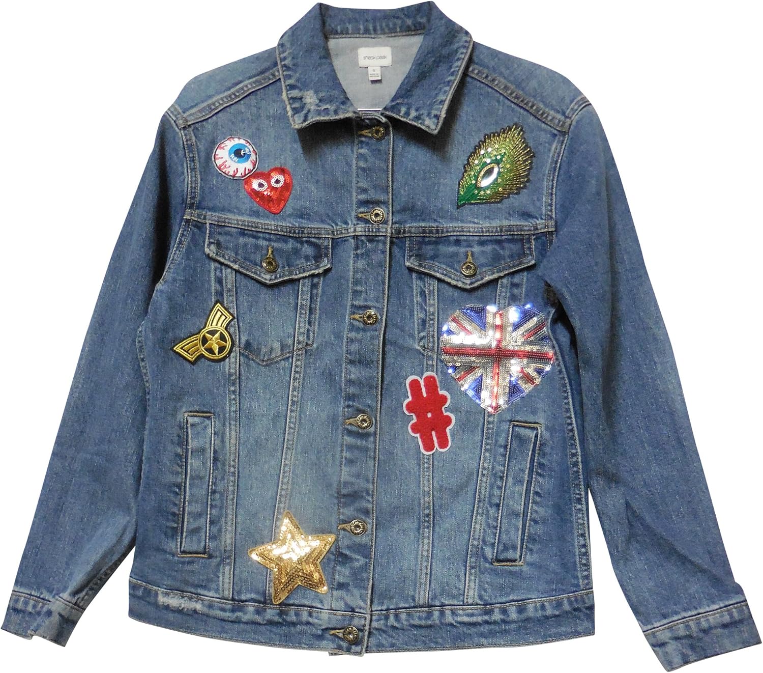 jean jacket with lips on the back