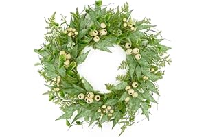 WreathDream Lignt Green Eucalyptus Wreath Spring Summer Wreath with Eucalyptus Leaves,Berries, Dry Vine Branches, Ferns for Front Door Farmhouse Indoor Outdoor Festival Farmhouse Porch Home Decor