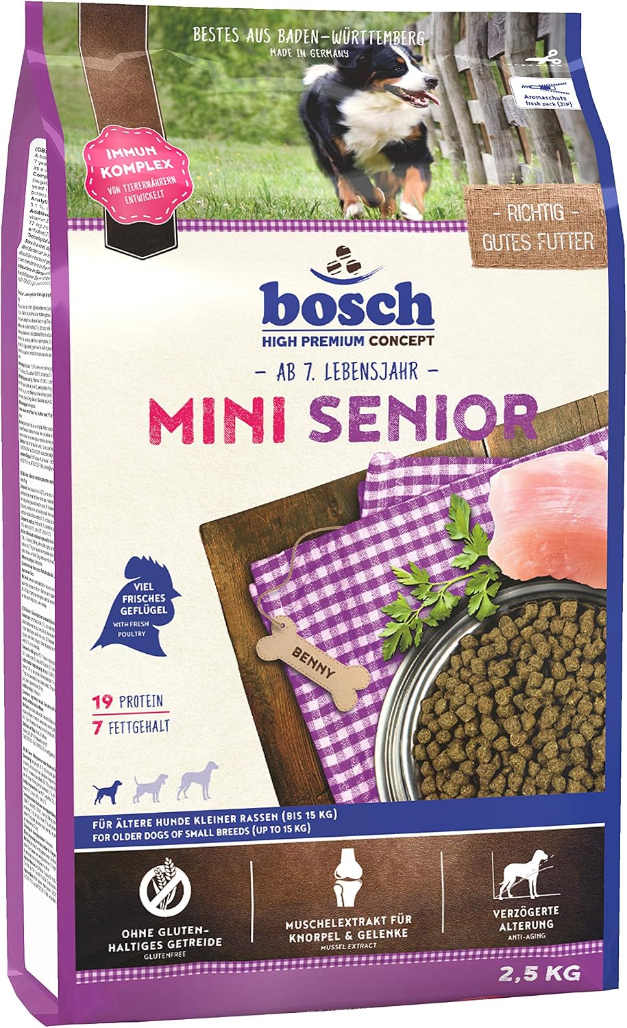 bosch Pet Food HPC Mini Senior Dry dog food for older dogs of small breeds 3.00 kg, 2.5 kg (Pack of 1)