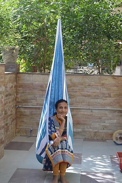 SPLENDID HANGING CHAIR INDOOR SWING HAMMOCK MULTI COLOR IMPORTED ULTRA MODERN IN COTTON FABRIC WITH WOODEN STICK FOR INDOOR USAGE FOR HOME PURPOSE