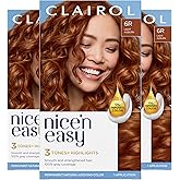 Clairol Nice'n Easy Permanent Hair Dye, 6R Light Auburn Hair Color, Pack of 3