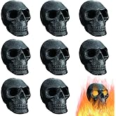 Imitated Human Skull Gas Log for Indoor or Outdoor Fireplaces, Made of Metal, Durable for More Than 10 Years，Fire Pits Halloween Decor Skull Charcoal (Fireproof)(Refractory) (8 PCS)