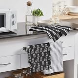 Penguin Home Set of 3 Recycled Cotton Tea Towels 50x70 cm White & Black view 3