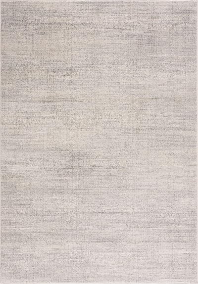 THE RUGS Grey Cream Plain Rug Living Room 120x170 Short Pile