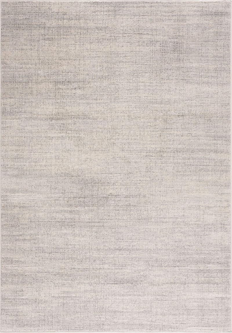 THE RUGS Grey Cream Plain Rug Living Room 120x170 Short Pile