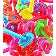Perfect Stix Flexible , Bendy Straws Unwrapped Neon Assorted, 100 Count (Pack of 1)