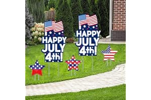 FANBOXK Large Memorial Day Yard Sign Decorations Kits outdoor - 35" Tall 4th of July Yard Signs With Patriotic Stars - Set of 7,Independence day Garden Lawn Decorations Outdoor - Red White Bule.