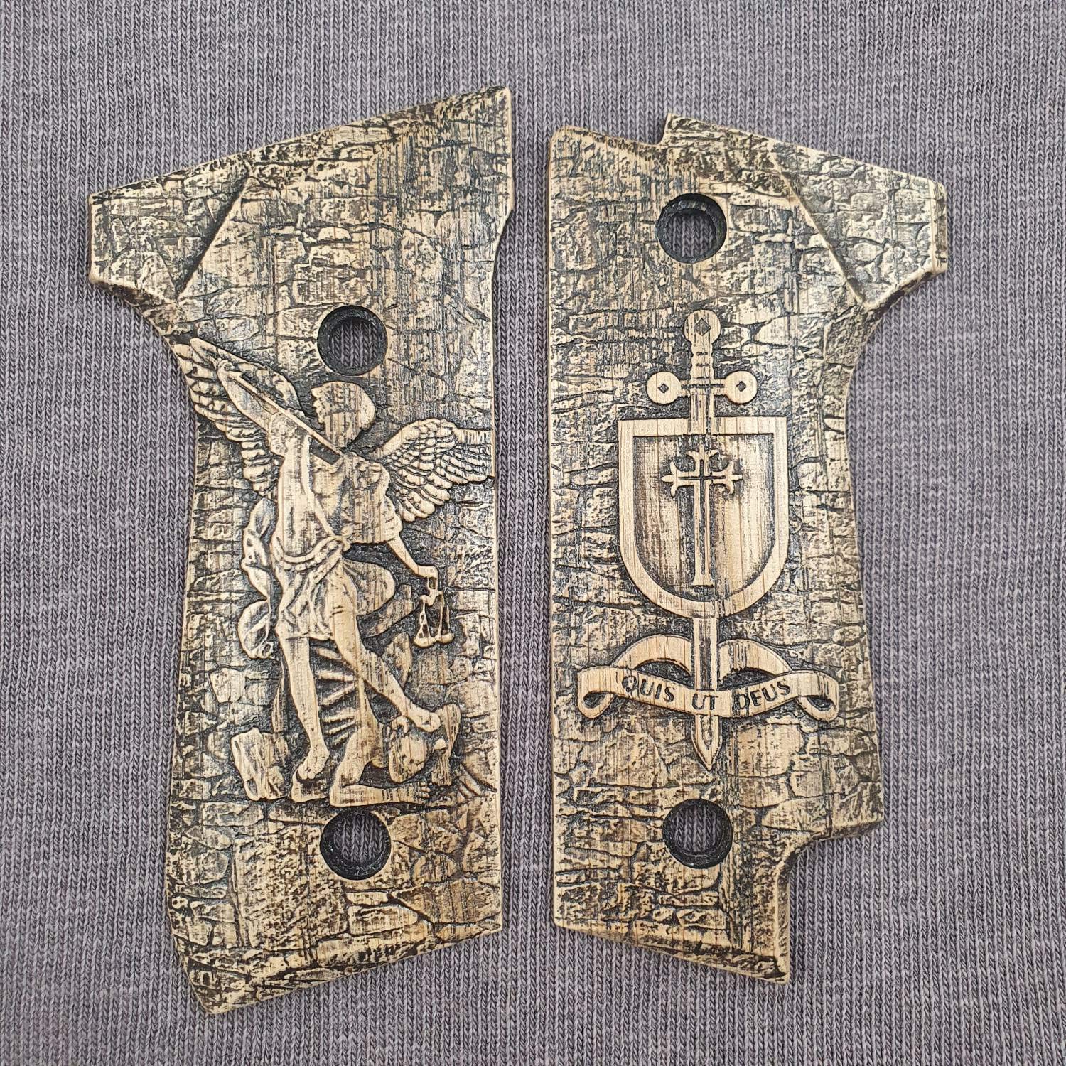 Beretta 92S Wood Grips Quis Ut Deus Handmade