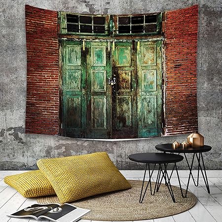 Yilan Tapestry Wall Hanging Rustic Rusty Old Door Of Red Brick Wall Dirty Doorway Front Exist Retro Texturedtapestries Cotton Bedspread Picnic Bedsheet Blanket Wall Art Hippie Tapestry 180 X 230 Cm Amazon Co Uk Kitchen