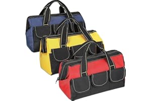 Tool Bag 13 Inch, 3 Pack Tool Bags For Men With Waterproof Hard Bottom, Heavy Duty Tool Bag Wide Mouth Tool Tote for Various 