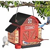 Bird Feeders for Outdoors Hanging, 5LBS Large Bird Feeder with 2 Suet Cage, Red Barn Metal Birds Feeder for Outside, Weather Resistant Cardinal Feeders, ldeal Birds Watching Gifts (Red)